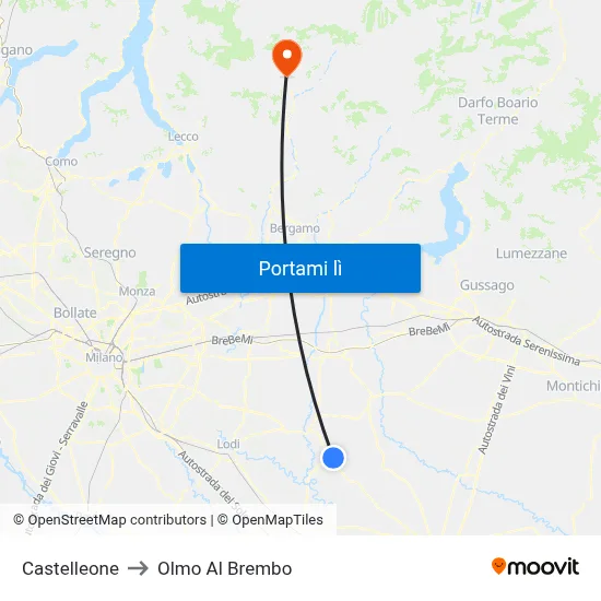 Castelleone to Olmo Al Brembo map