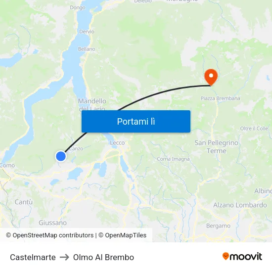 Castelmarte to Olmo Al Brembo map