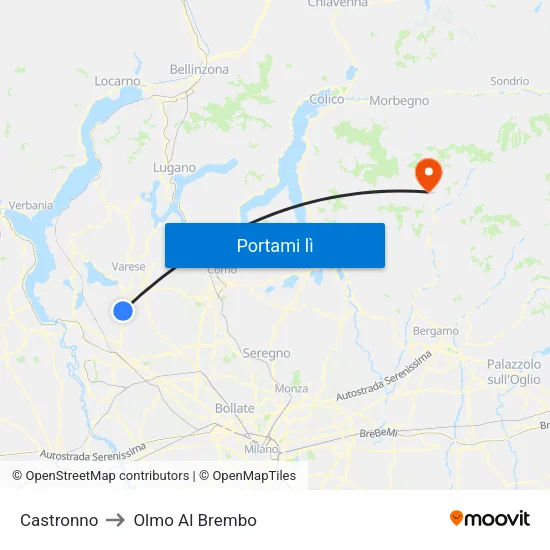 Castronno to Olmo Al Brembo map