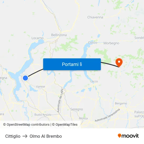 Cittiglio to Olmo Al Brembo map