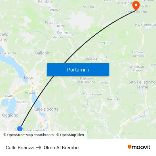 Colle Brianza to Olmo Al Brembo map