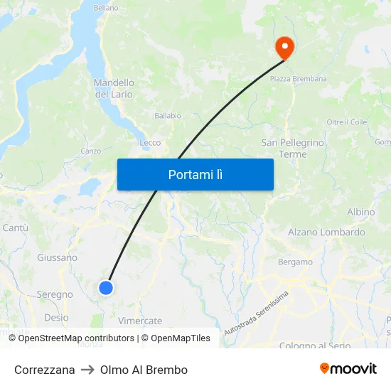 Correzzana to Olmo Al Brembo map
