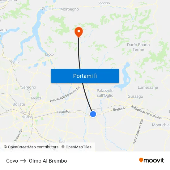 Covo to Olmo Al Brembo map