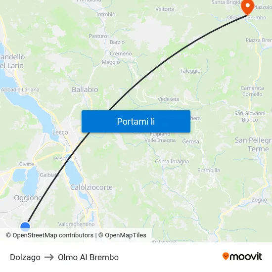 Dolzago to Olmo Al Brembo map