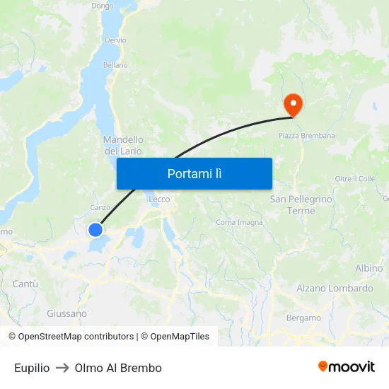 Eupilio to Olmo Al Brembo map