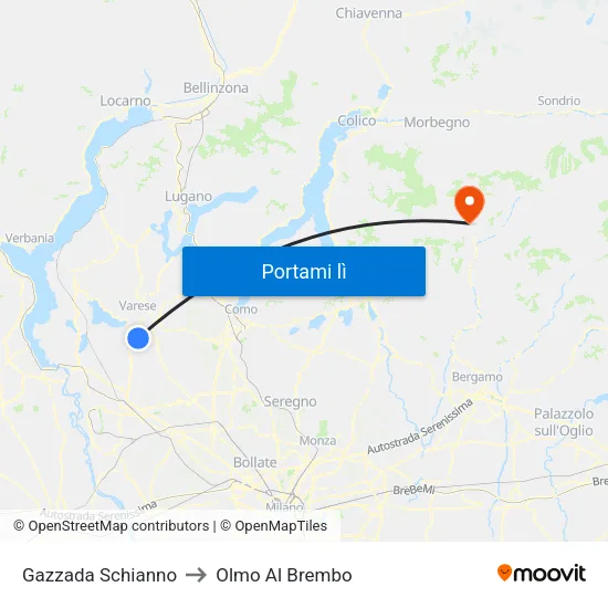 Gazzada Schianno to Olmo Al Brembo map