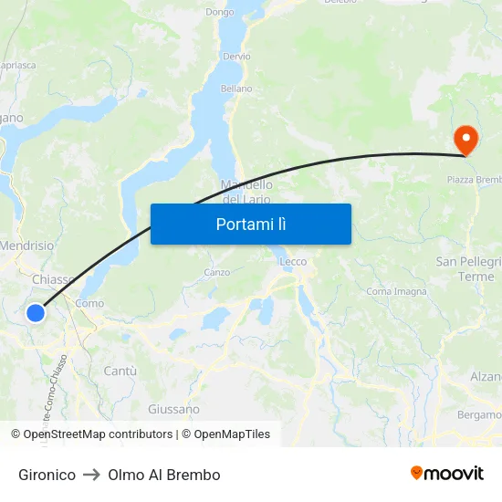 Gironico to Olmo Al Brembo map