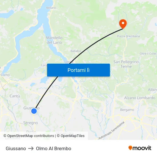 Giussano to Olmo Al Brembo map