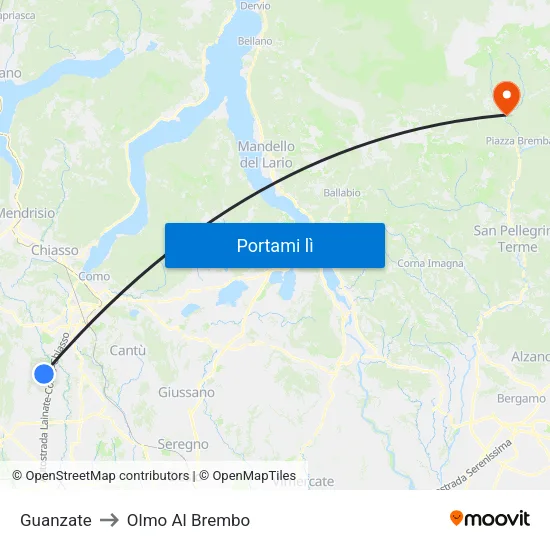 Guanzate to Olmo Al Brembo map