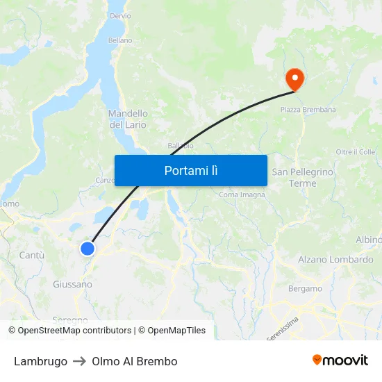 Lambrugo to Olmo Al Brembo map