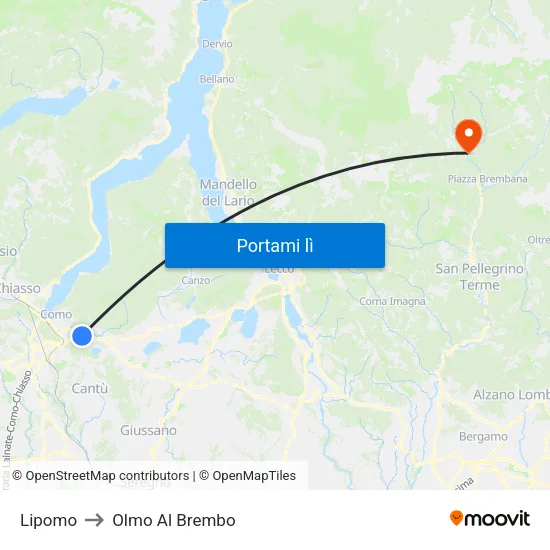 Lipomo to Olmo Al Brembo map