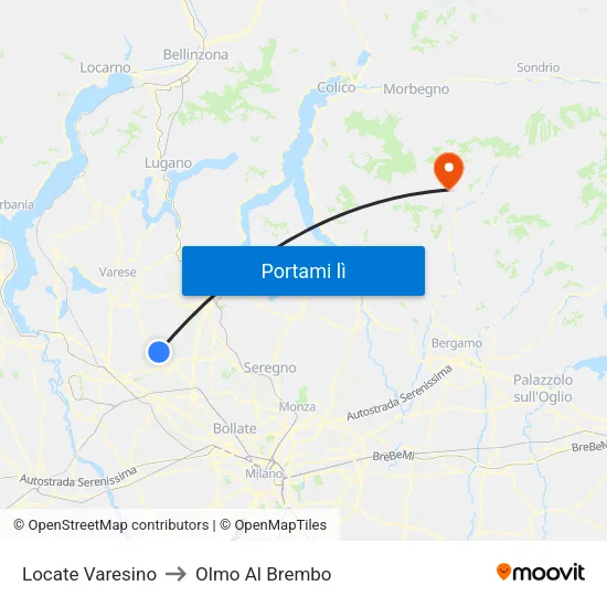 Locate Varesino to Olmo Al Brembo map