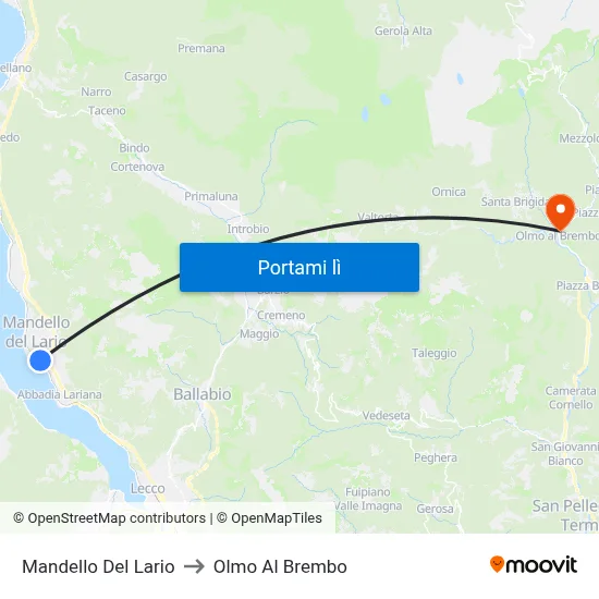 Mandello Del Lario to Olmo Al Brembo map