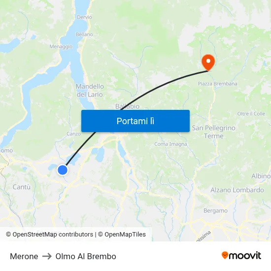 Merone to Olmo Al Brembo map