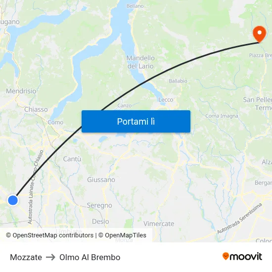 Mozzate to Olmo Al Brembo map