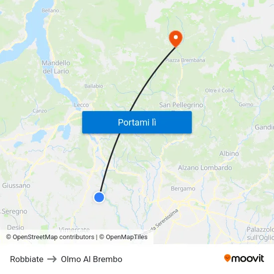 Robbiate to Olmo Al Brembo map