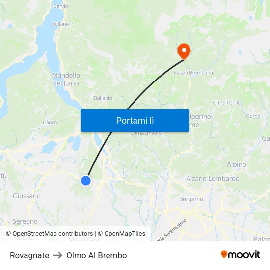 Rovagnate to Olmo Al Brembo map