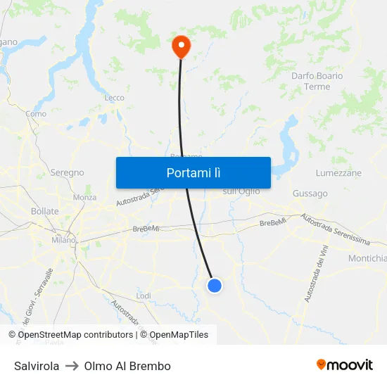 Salvirola to Olmo Al Brembo map