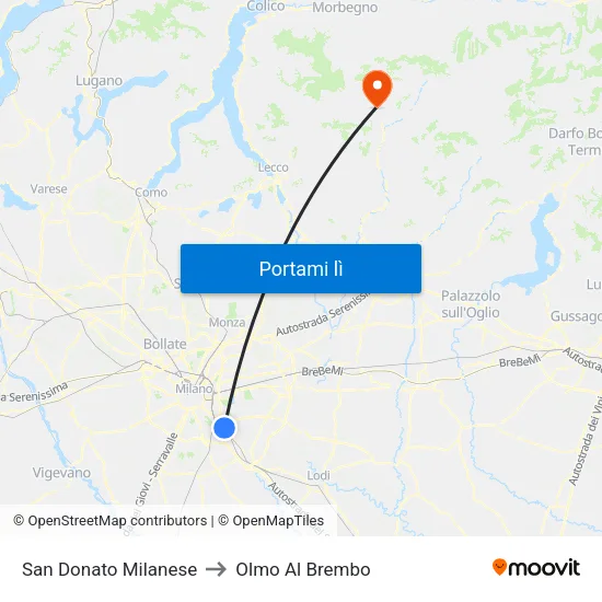 San Donato Milanese to Olmo Al Brembo map