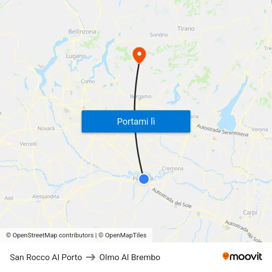 San Rocco Al Porto to Olmo Al Brembo map