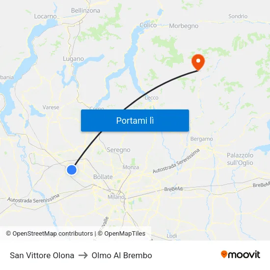 San Vittore Olona to Olmo Al Brembo map