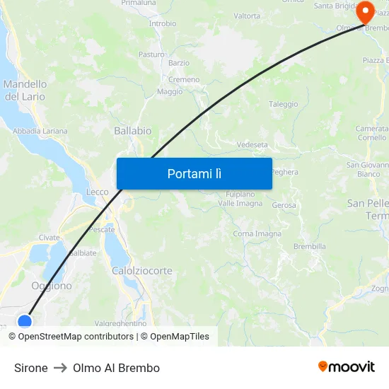 Sirone to Olmo Al Brembo map
