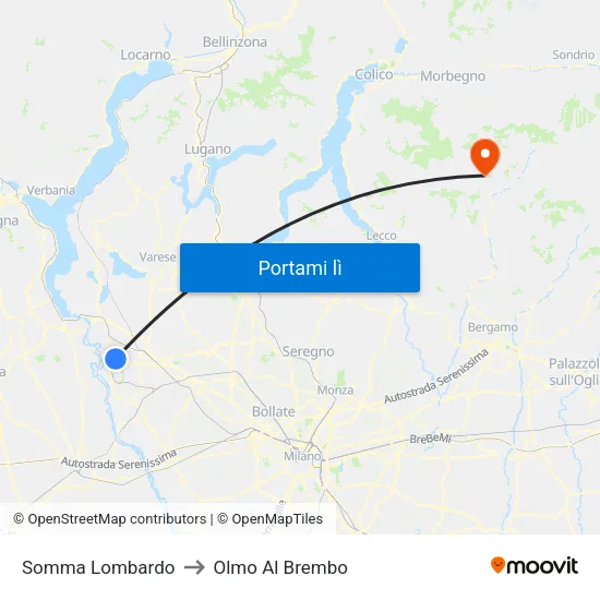 Somma Lombardo to Olmo Al Brembo map