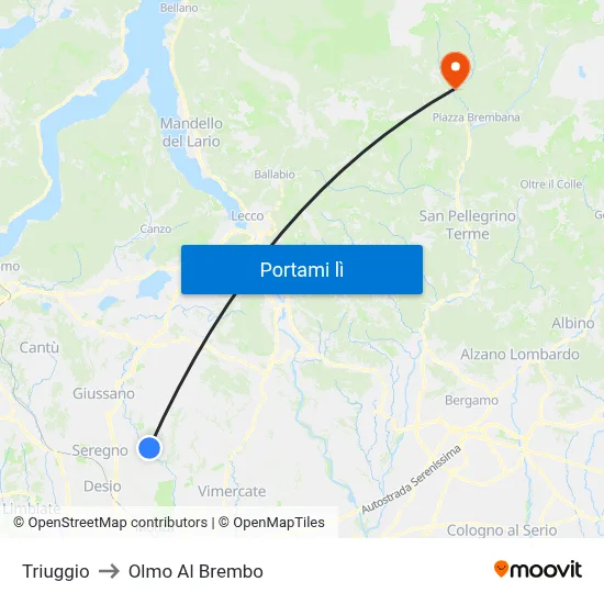 Triuggio to Olmo Al Brembo map