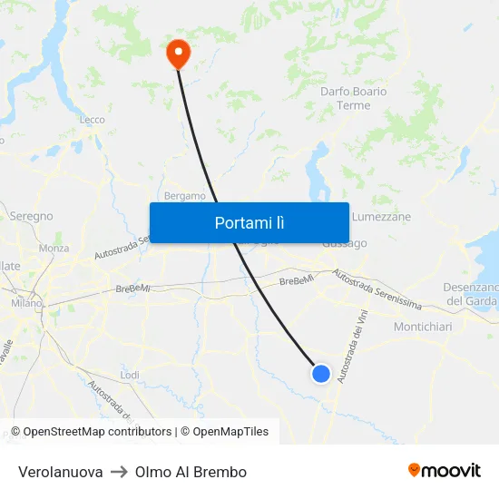 Verolanuova to Olmo Al Brembo map