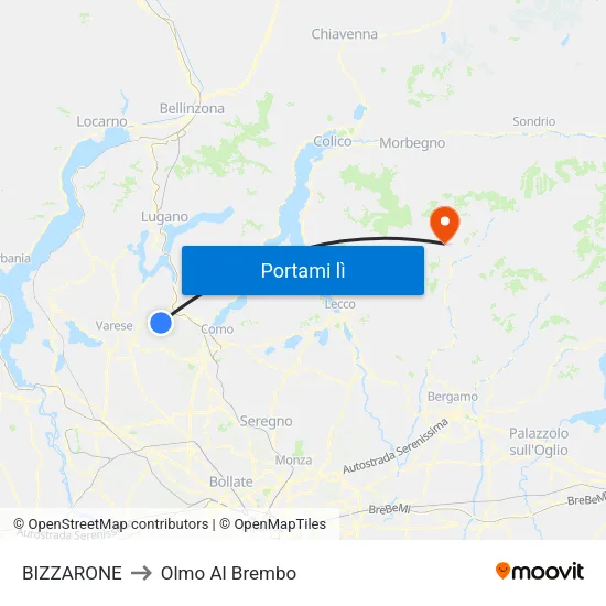 BIZZARONE to Olmo Al Brembo map