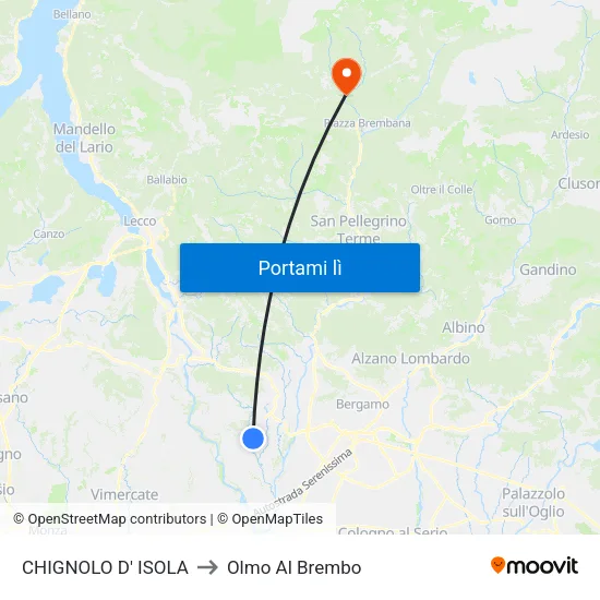 CHIGNOLO D' ISOLA to Olmo Al Brembo map