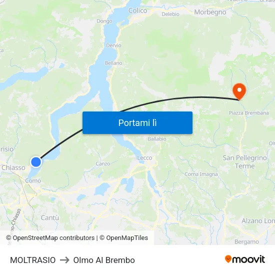 MOLTRASIO to Olmo Al Brembo map