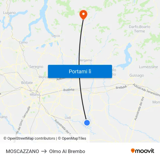 MOSCAZZANO to Olmo Al Brembo map