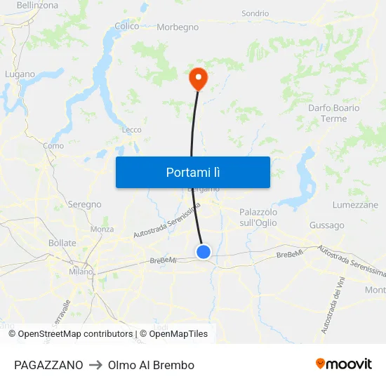 PAGAZZANO to Olmo Al Brembo map
