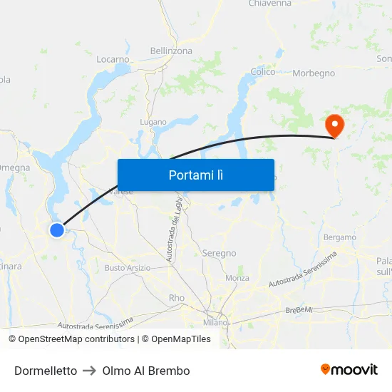 Dormelletto to Olmo Al Brembo map