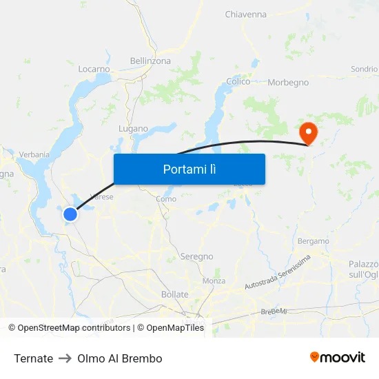 Ternate to Olmo Al Brembo map