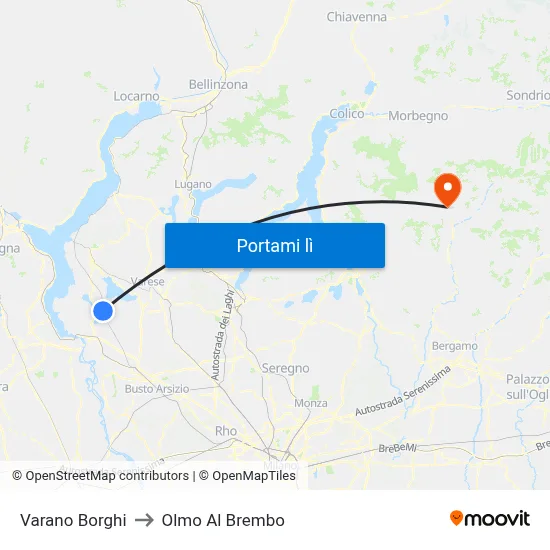 Varano Borghi to Olmo Al Brembo map