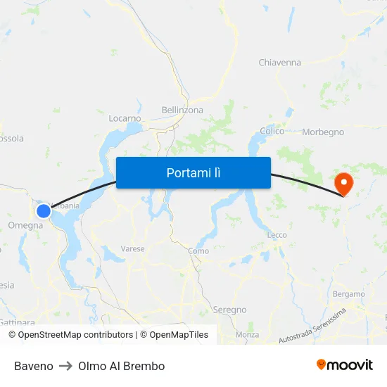 Baveno to Olmo Al Brembo map