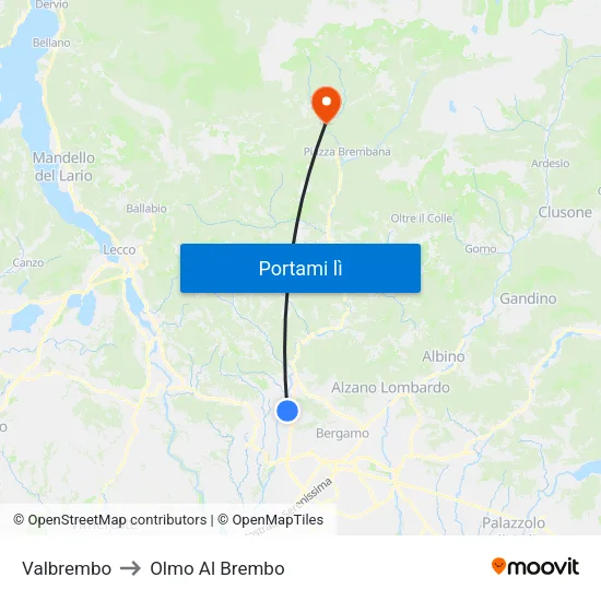 Valbrembo to Olmo Al Brembo map
