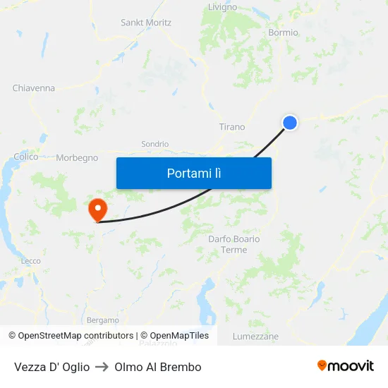 Vezza D' Oglio to Olmo Al Brembo map