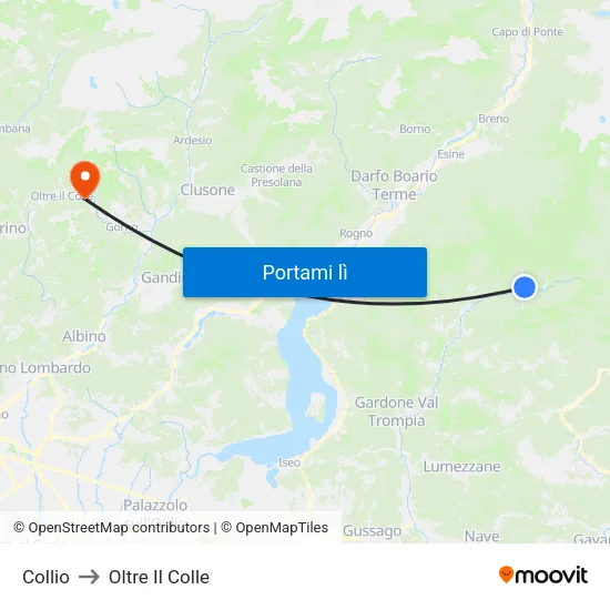 Collio to Oltre Il Colle map