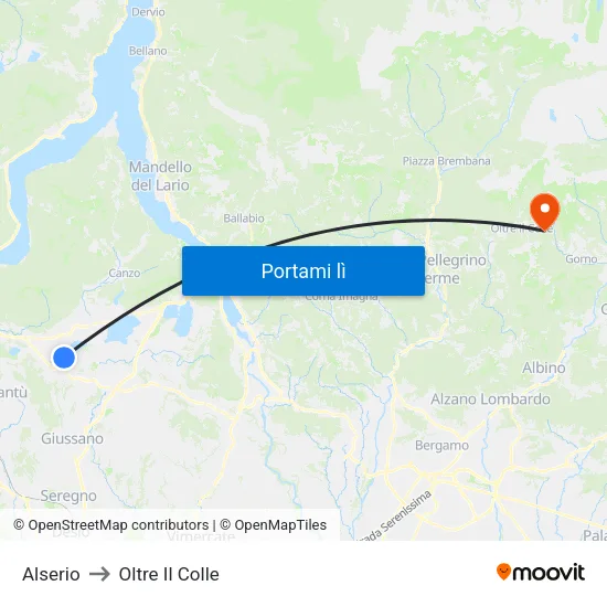 Alserio to Oltre Il Colle map