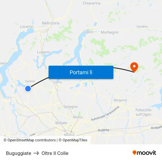 Buguggiate to Oltre Il Colle map