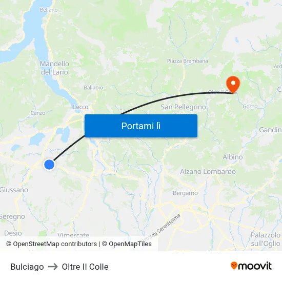 Bulciago to Oltre Il Colle map