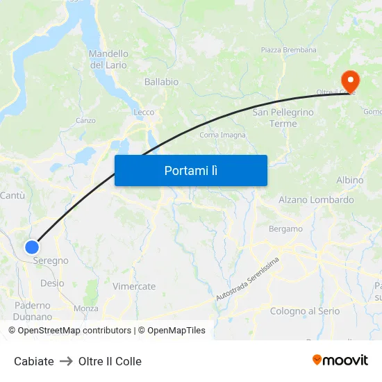 Cabiate to Oltre Il Colle map
