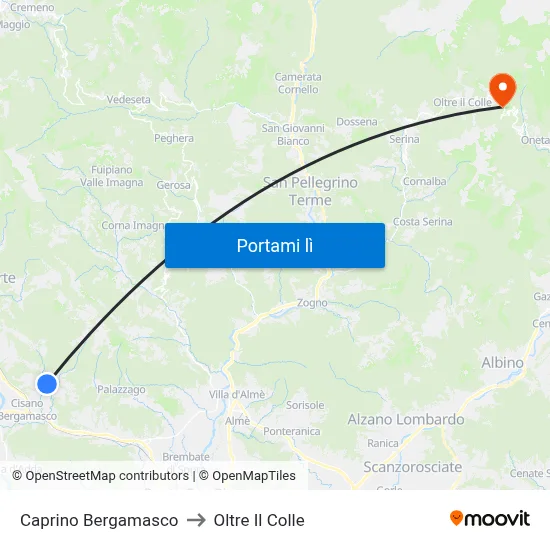 Caprino Bergamasco to Oltre Il Colle map