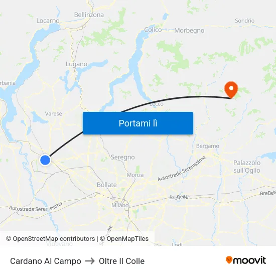 Cardano Al Campo to Oltre Il Colle map