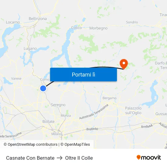 Casnate Con Bernate to Oltre Il Colle map