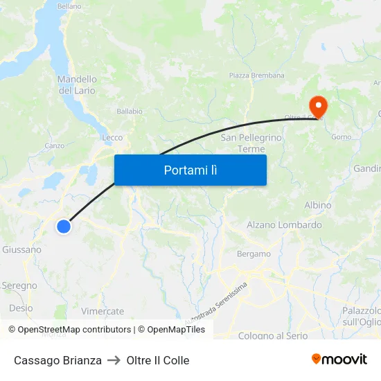Cassago Brianza to Oltre Il Colle map