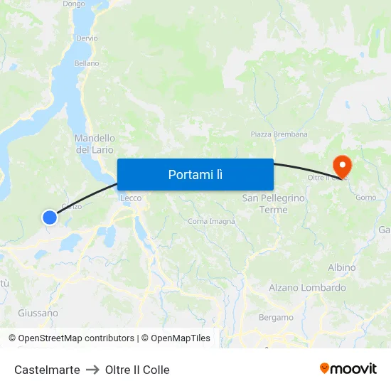 Castelmarte to Oltre Il Colle map